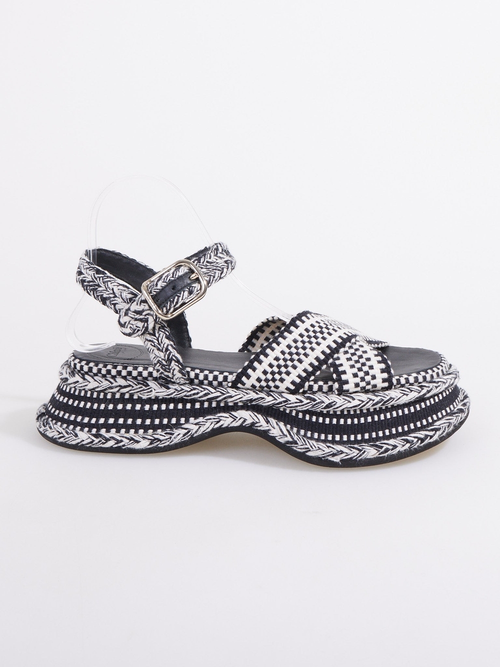 Chloe Woven Flatform Sandal - Black & White Size 40 NWOB